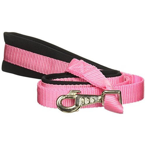 cuteNfuzzy Padded Double Handle Leash with Warranted Replaceable Snap, Pink, 1" by 4